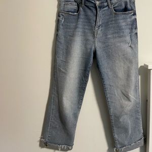 Vintage Fringe 3/4 High-Waisted Jeans
